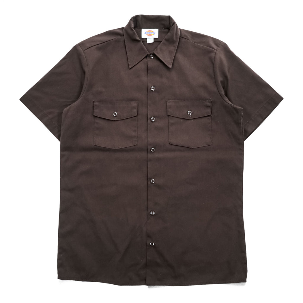 Dickies 90年代 ヴィンテージ USA製 半袖ワークシャツ M ブラウン ボックスシルエット