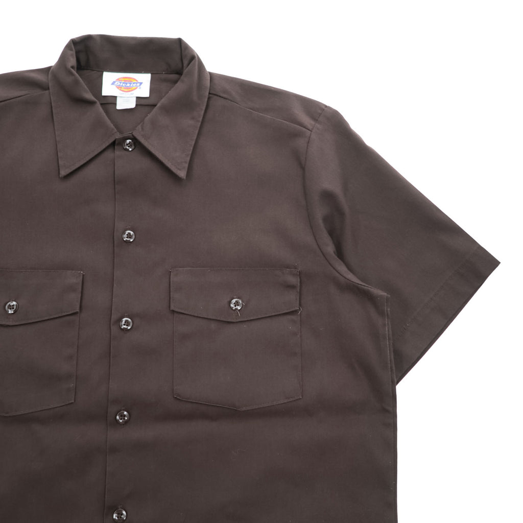Dickies 90年代 ヴィンテージ USA製 半袖ワークシャツ M ブラウン ボックスシルエット