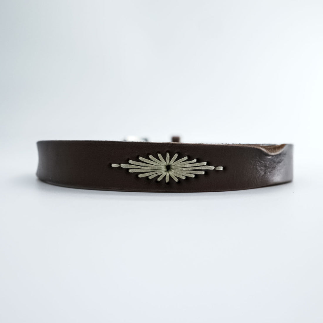 Vintage Leather Belt ウエスタン レザーベルト ブラウン ネイティブ オルテガ 刺繍 ホワイト ステッチ