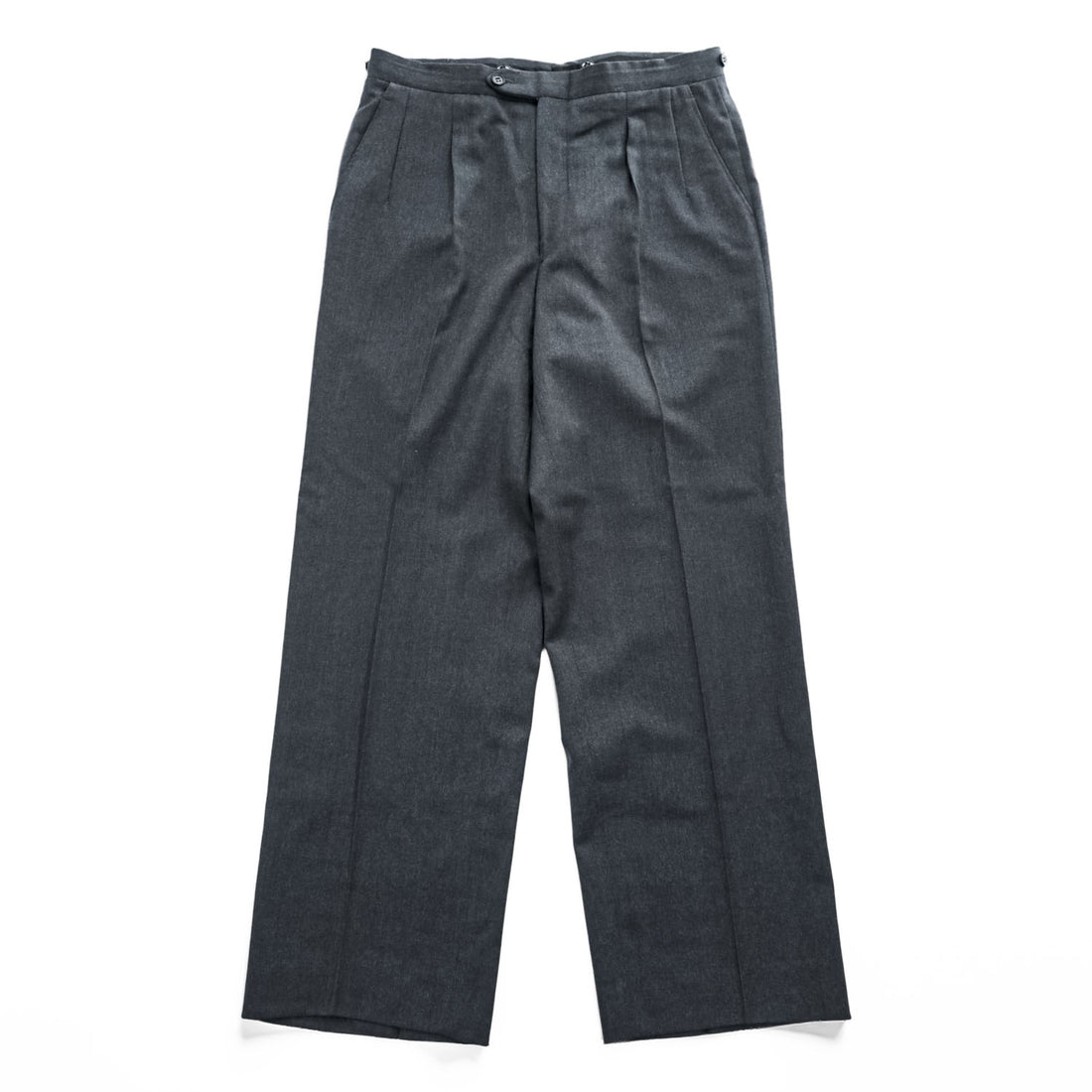 Aquascutum 80年代 ヴィンテージ カナダ製 タック スラックス パンツ L グレー プリーツ サスペンダーボタン ピュアヴァージンウール