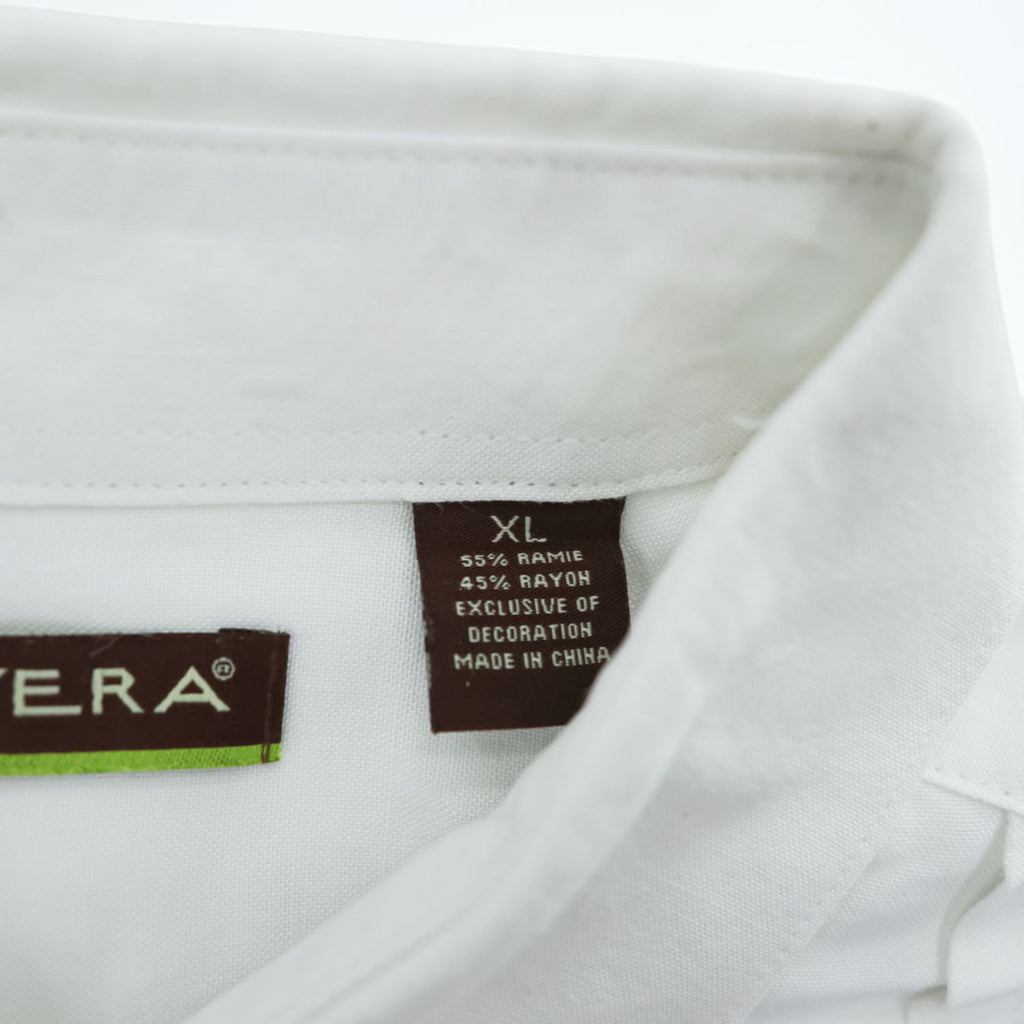 CUVABERA リネン レーヨン 半袖 キューバシャツ XL ホワイト ボックスシルエット グアヤベラ