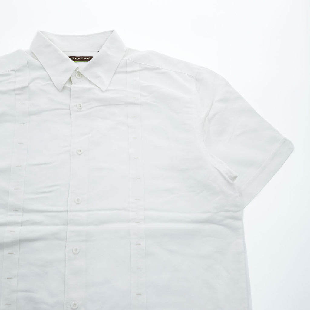 CUVABERA リネン レーヨン 半袖 キューバシャツ XL ホワイト ボックスシルエット グアヤベラ