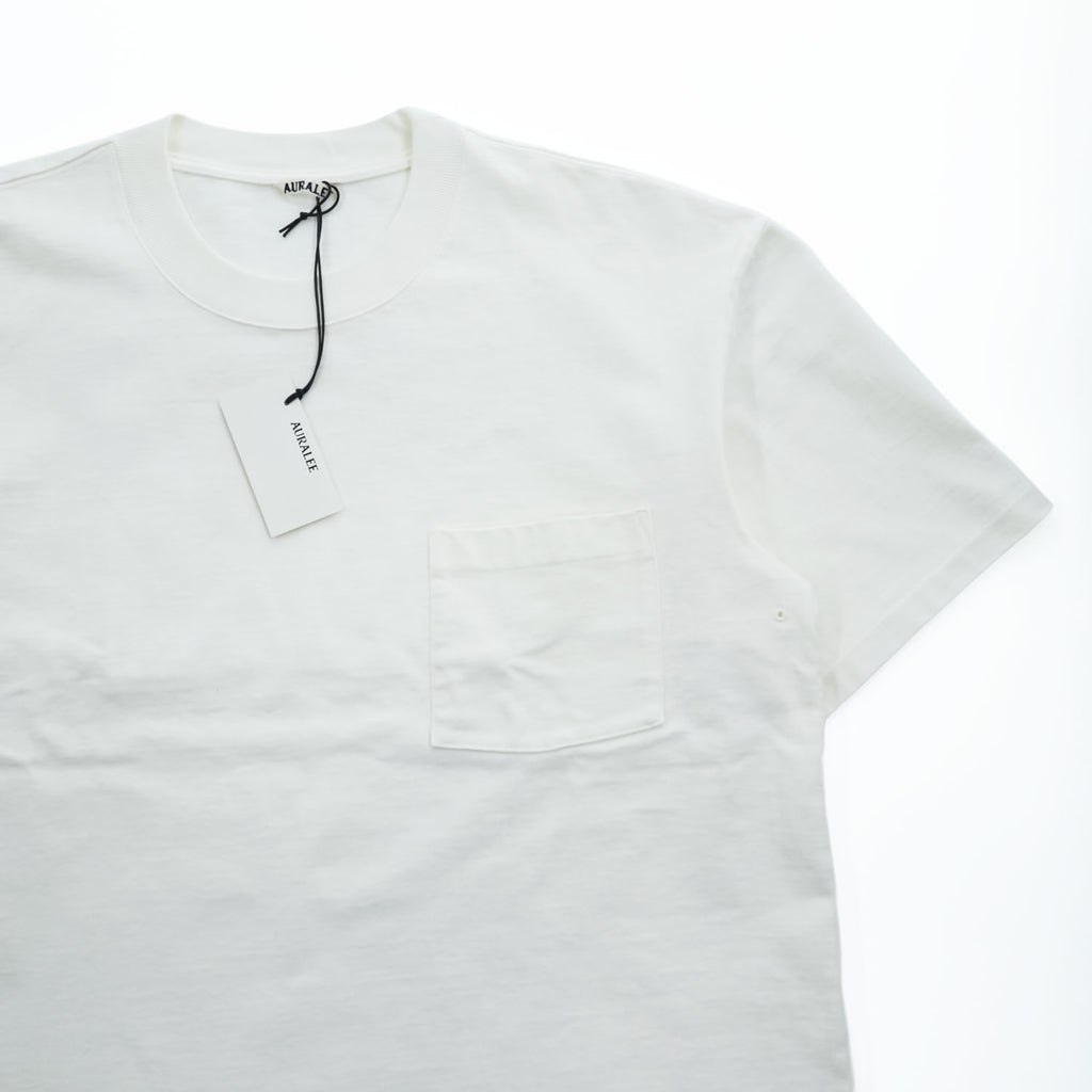 AURALEE 日本製 ヘビーウェイト ポケット Tシャツ STAND UP TEE HEAVY WEIGHT TEE 3 ホワイト A24ST01SU 未使用品