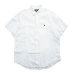 Ralph Lauren 90年代 ヴィンテージ 半袖 リネン シャツ XL ホワイト CLASSIC FIT 麻100% ボタンダウン