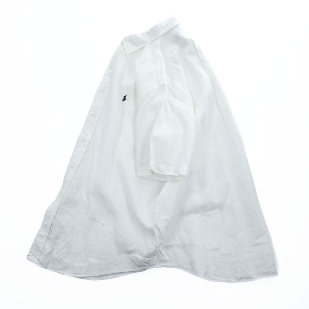 Ralph Lauren 90年代 ヴィンテージ 半袖 リネン シャツ XL ホワイト CLASSIC FIT 麻100% ボタンダウン