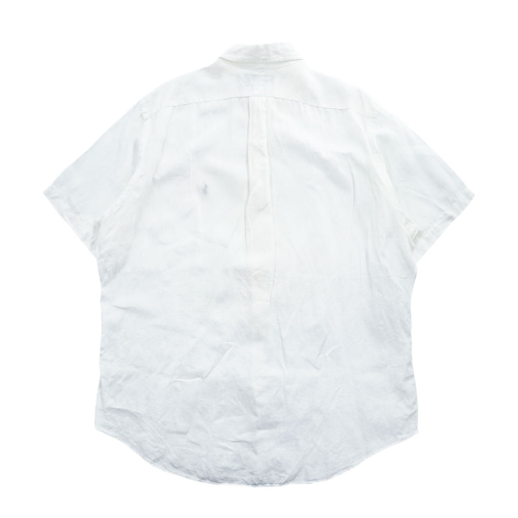 Ralph Lauren 90年代 ヴィンテージ 半袖 リネン シャツ XL ホワイト CLASSIC FIT 麻100% ボタンダウン