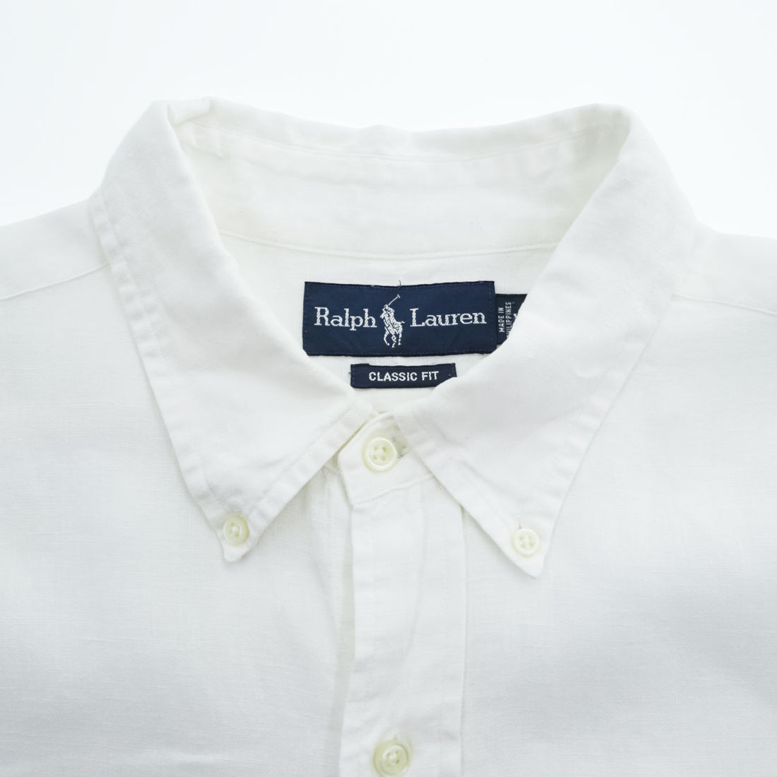 Ralph Lauren 90年代 ヴィンテージ 半袖 リネン シャツ XL ホワイト CLASSIC FIT 麻100% ボタンダウン