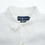 Ralph Lauren 90年代 ヴィンテージ 半袖 リネン シャツ XL ホワイト CLASSIC FIT 麻100% ボタンダウン