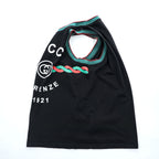 GUCCI コットンジャージー タンクトップ Cotton jersey 'Gucci Firenze 1921' tank top ブラック M シェリーライン ノースリーブ 08.338.986 / 0001-16 イタリア製