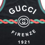 GUCCI コットンジャージー タンクトップ Cotton jersey 'Gucci Firenze 1921' tank top ブラック M シェリーライン ノースリーブ 08.338.986 / 0001-16 イタリア製