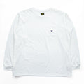 Needles 日本製 ロングスリーブ ポケット Tシャツ L/S Crew Neck Tee - Poly Jersey 長袖 ロンT L ホワイト ワンポイントロゴ NS272