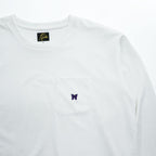 Needles 日本製 ロングスリーブ ポケット Tシャツ L/S Crew Neck Tee - Poly Jersey 長袖 ロンT L ホワイト ワンポイントロゴ NS272