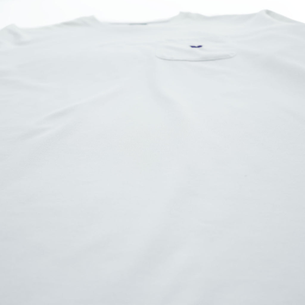 Needles 日本製 ロングスリーブ ポケット Tシャツ L/S Crew Neck Tee - Poly Jersey 長袖 ロンT L ホワイト ワンポイントロゴ NS272
