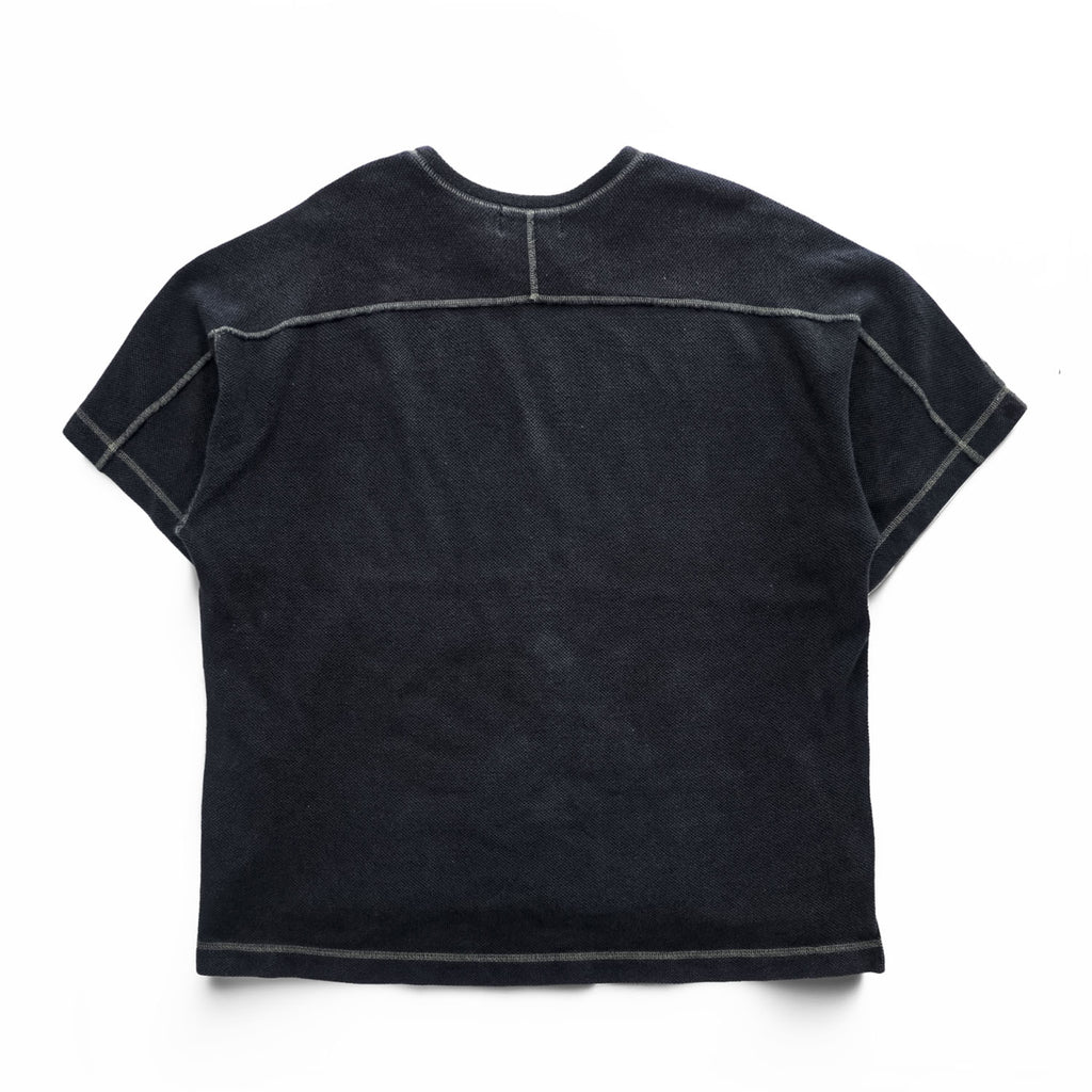 WE WILL 日本製 ラミー 鹿の子 ワッフル フットボールTシャツ XL ブラック ステッチ W-008-8005