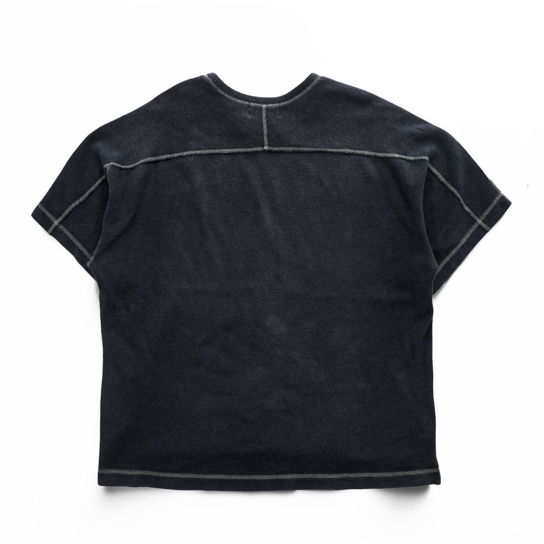 WE WILL 日本製 ラミー 鹿の子 ワッフル フットボールTシャツ XL ブラック ステッチ W-008-8005