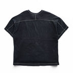 WE WILL 日本製 ラミー 鹿の子 ワッフル フットボールTシャツ XL ブラック ステッチ W-008-8005