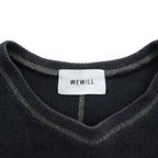 WE WILL 日本製 ラミー 鹿の子 ワッフル フットボールTシャツ XL ブラック ステッチ W-008-8005