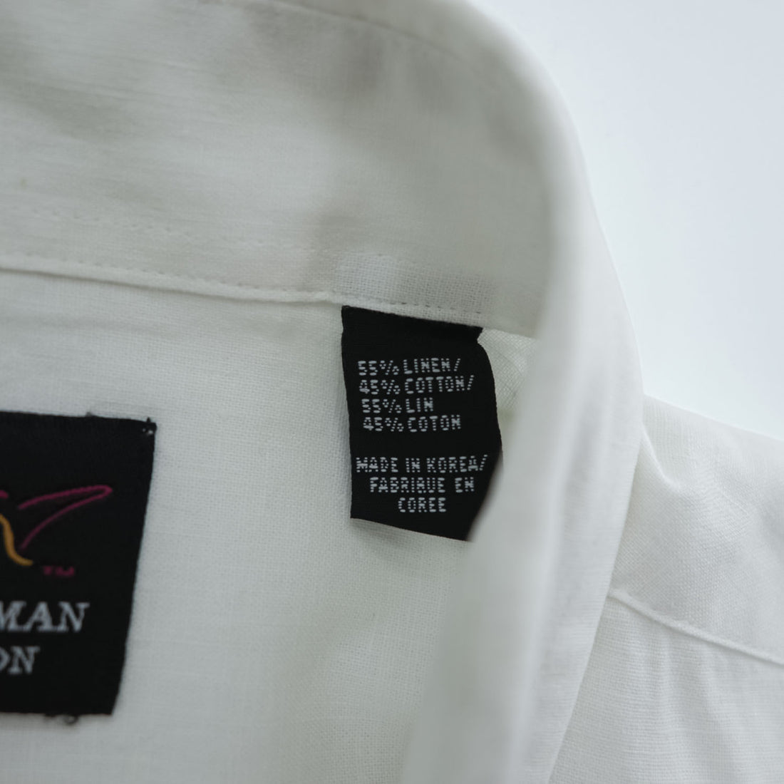 Vintage 90s Greg Norman Collection White Short Sleeve Linen Cotton Button Up Shirt