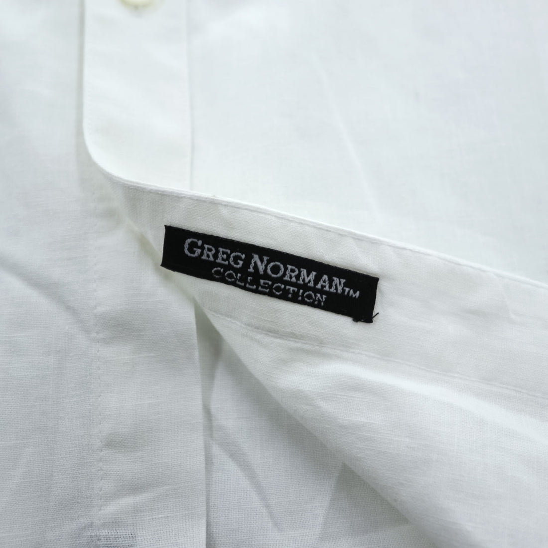 Vintage 90s Greg Norman Collection White Short Sleeve Linen Cotton Button Up Shirt