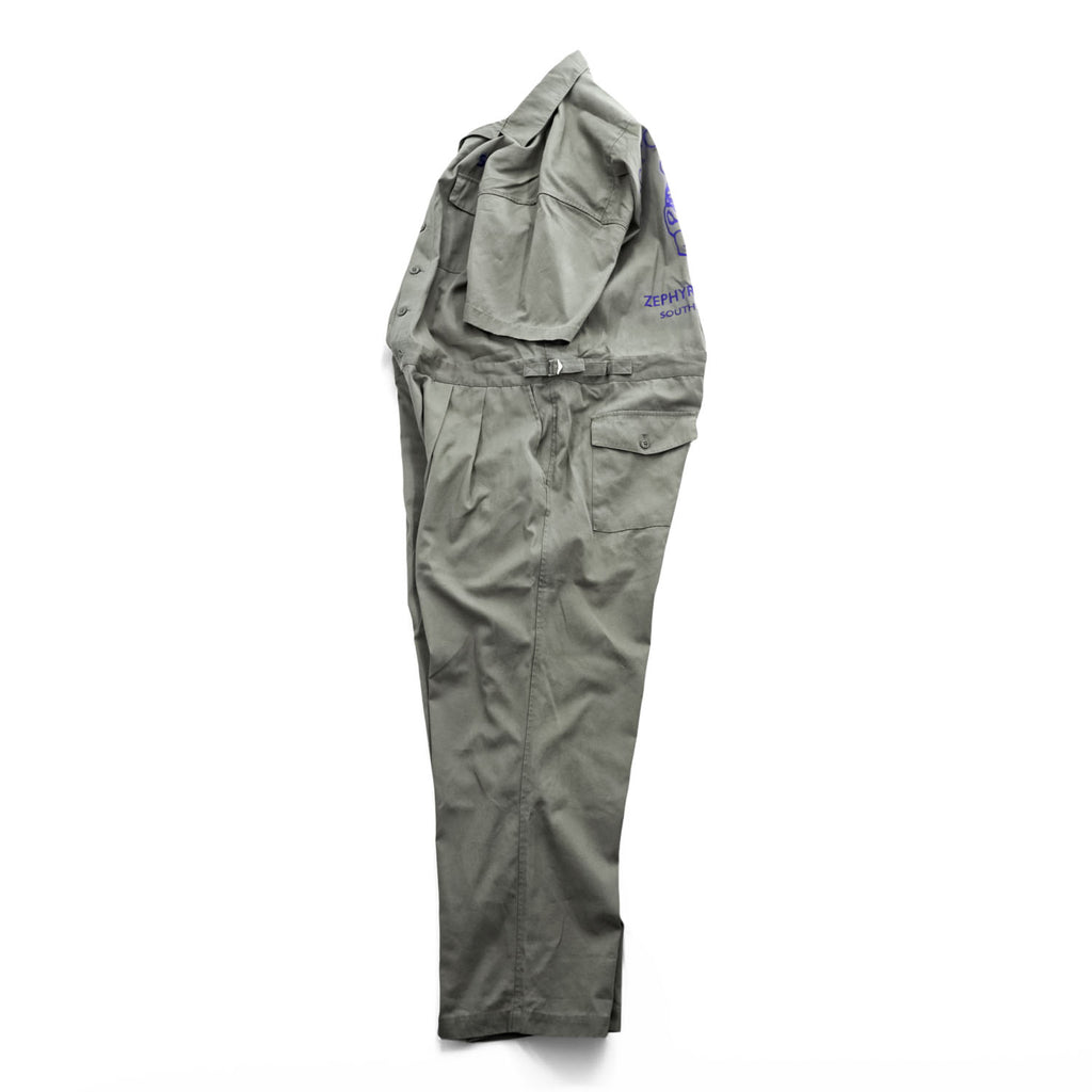 BlackWeirdos Jumpsuits, One-Piece Jumpsuit, Size L, Khaki Green, Back Print, Embroidery, Jumpsuit 23SS-JP01