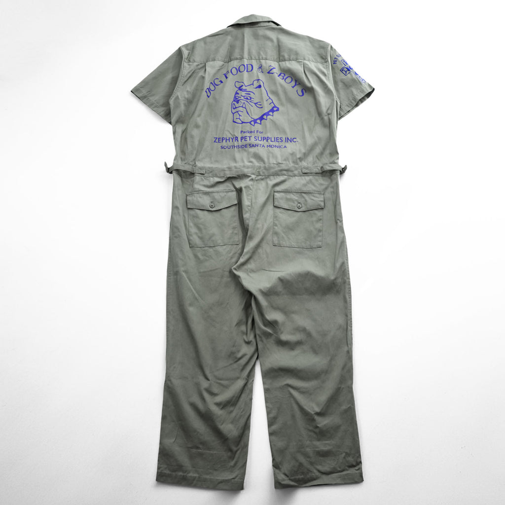 BlackWeirdos Jumpsuits, One-Piece Jumpsuit, Size L, Khaki Green, Back Print, Embroidery, Jumpsuit 23SS-JP01