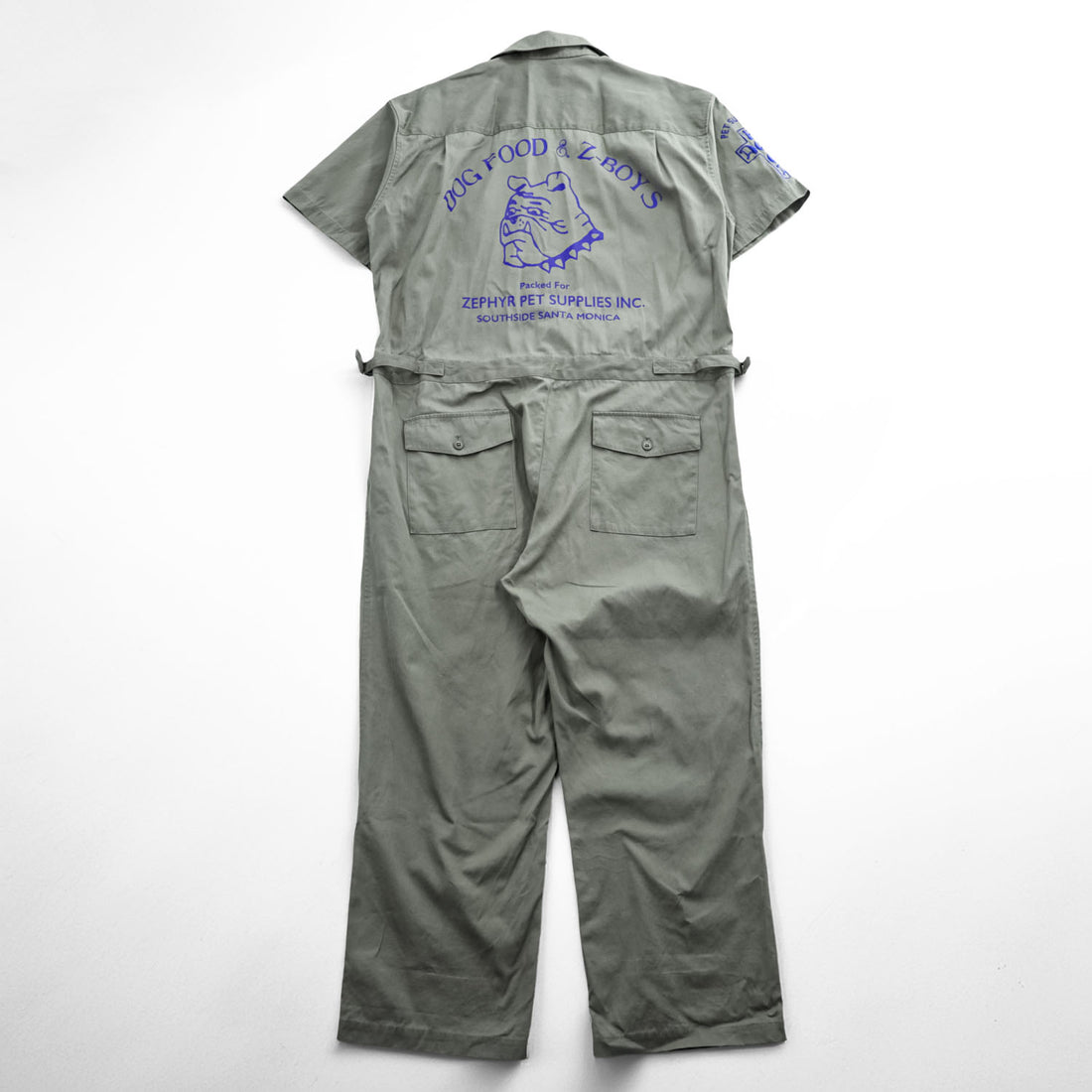 BlackWeirdos Jumpsuits, One-Piece Jumpsuit, Size L, Khaki Green, Back Print, Embroidery, Jumpsuit 23SS-JP01