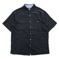 Tori Richard Honolulu Black Silk Lyocell Martini Cocktail Back Graphic Short Sleeve Shirt
