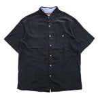 Tori Richard Honolulu Black Silk Lyocell Martini Cocktail Back Graphic Short Sleeve Shirt