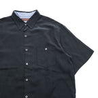 Tori Richard Honolulu Black Silk Lyocell Martini Cocktail Back Graphic Short Sleeve Shirt