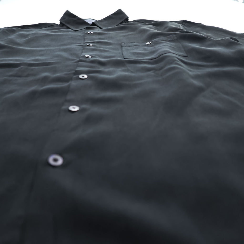 Tori Richard Honolulu Black Silk Lyocell Martini Cocktail Back Graphic Short Sleeve Shirt