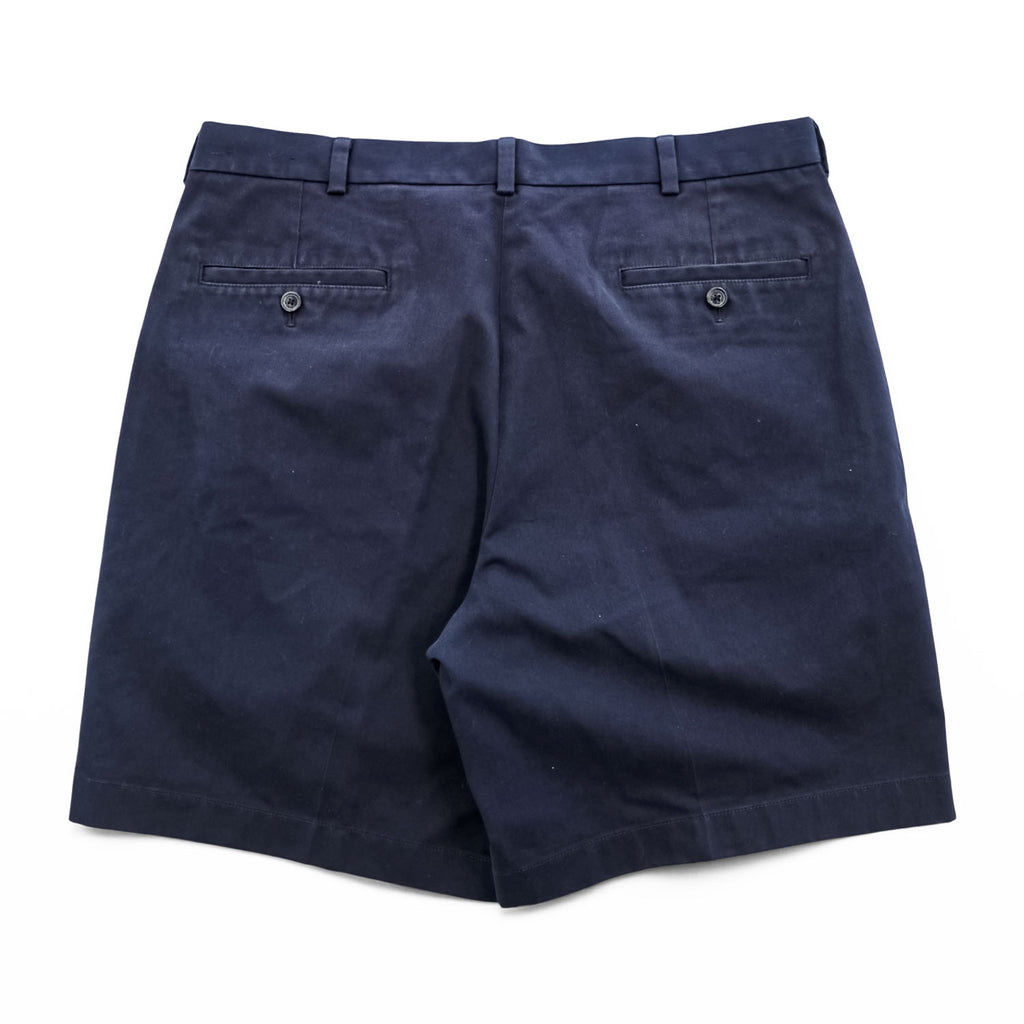 Brooks Brothers 346 Advantage Short Navy Pleated Chino Shorts W36 100% Cotton Made in Malaysia