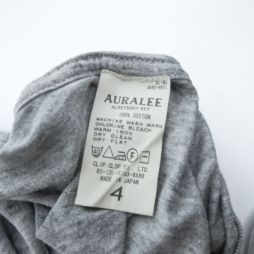 AURALEE 日本製 SUPERFINE COTTON シームレス クルーネック Tシャツ L 杢グレー シングルステッチ AL5ST001-SST