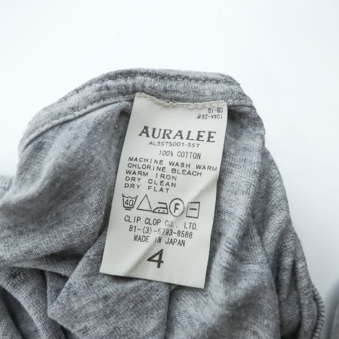 AURALEE 日本製 SUPERFINE COTTON シームレス クルーネック Tシャツ L 杢グレー シングルステッチ AL5ST001-SST