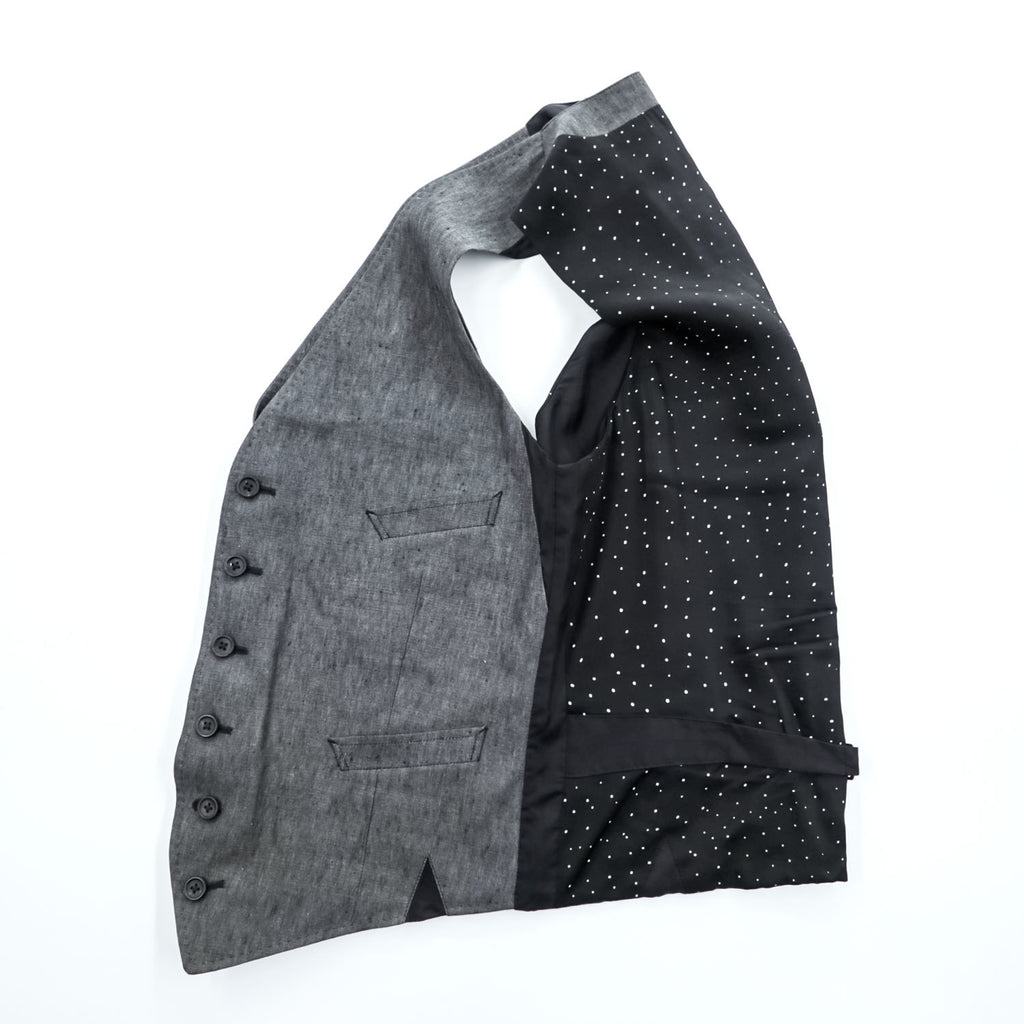 PS Paul Smith PP-BM-47921 Linen Waistcoat Vest Gray Black Dot Back Cupro L Men’s