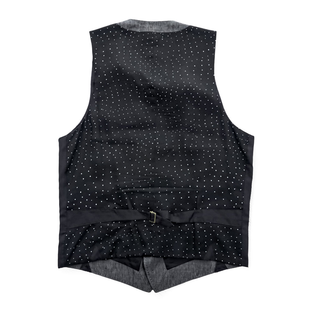 PS Paul Smith PP-BM-47921 Linen Waistcoat Vest Gray Black Dot Back Cupro L Men’s