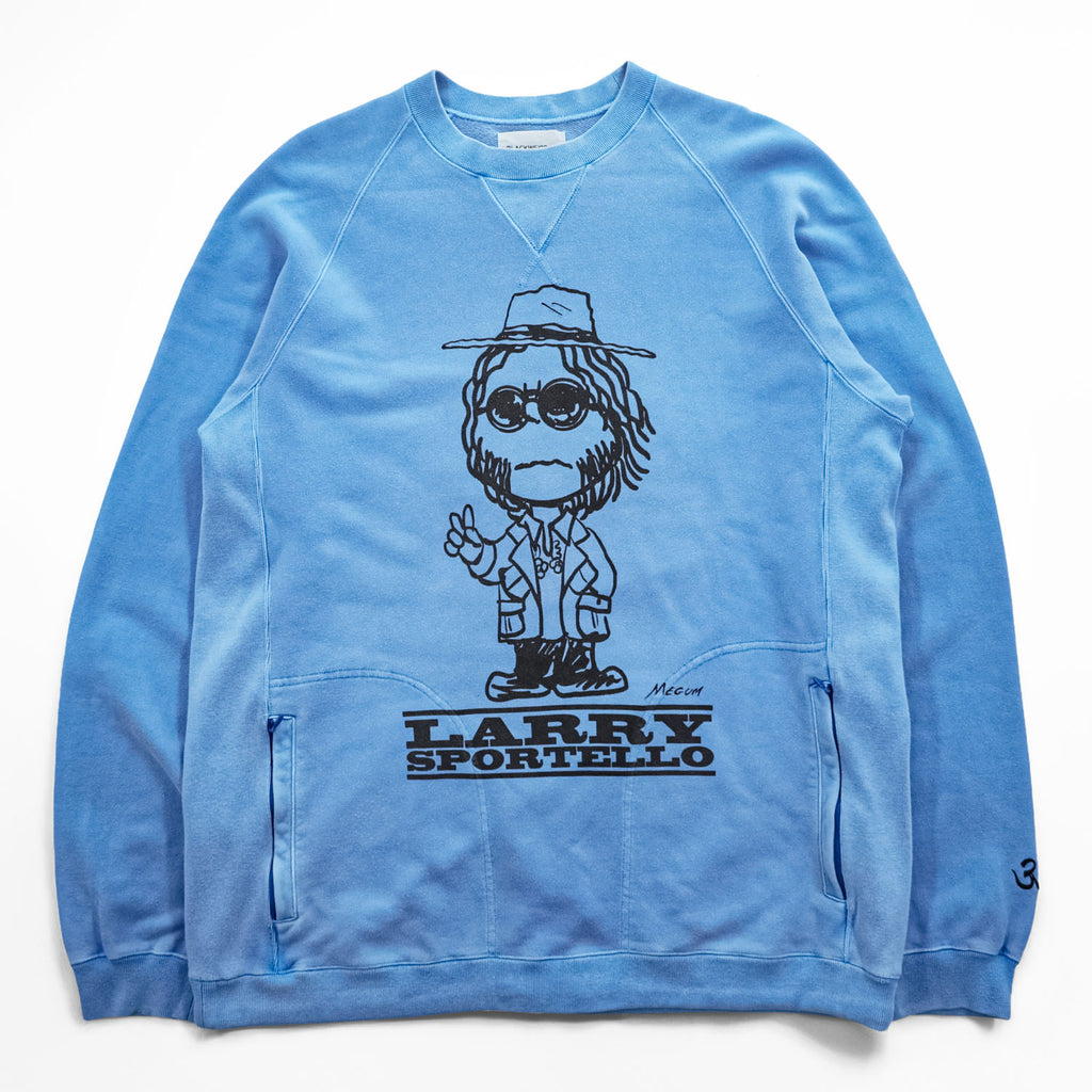 Black Weirdos Made in JAPAN Reverse Weave Sweatshirt, Size L, Blue, Double-Sided Print Front V-Neck, 24AW-SW03