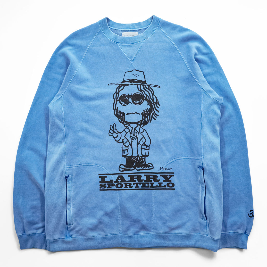 Black Weirdos Made in JAPAN Reverse Weave Sweatshirt, Size L, Blue, Double-Sided Print Front V-Neck, 24AW-SW03