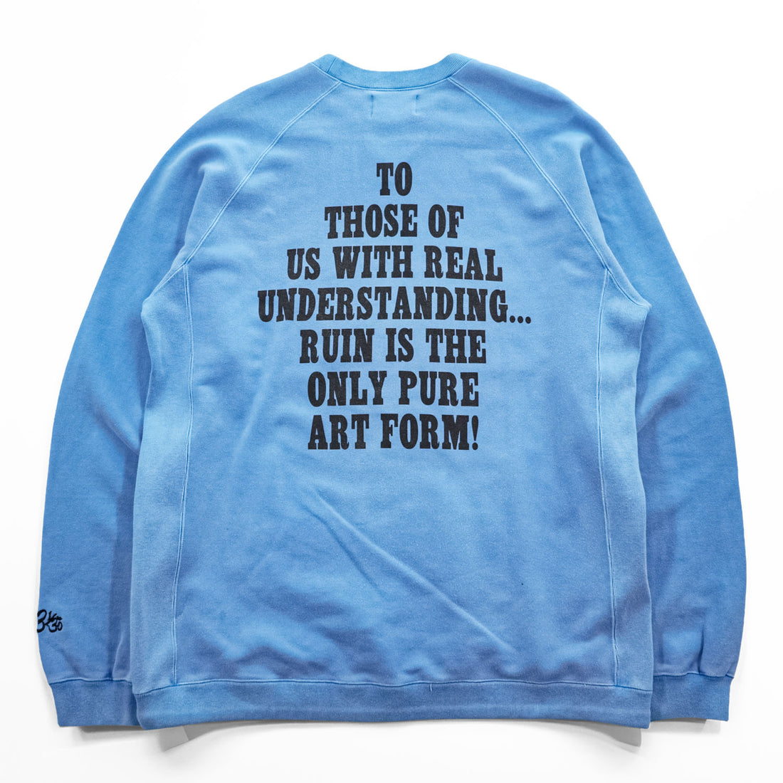Black Weirdos Made in JAPAN Reverse Weave Sweatshirt, Size L, Blue, Double-Sided Print Front V-Neck, 24AW-SW03