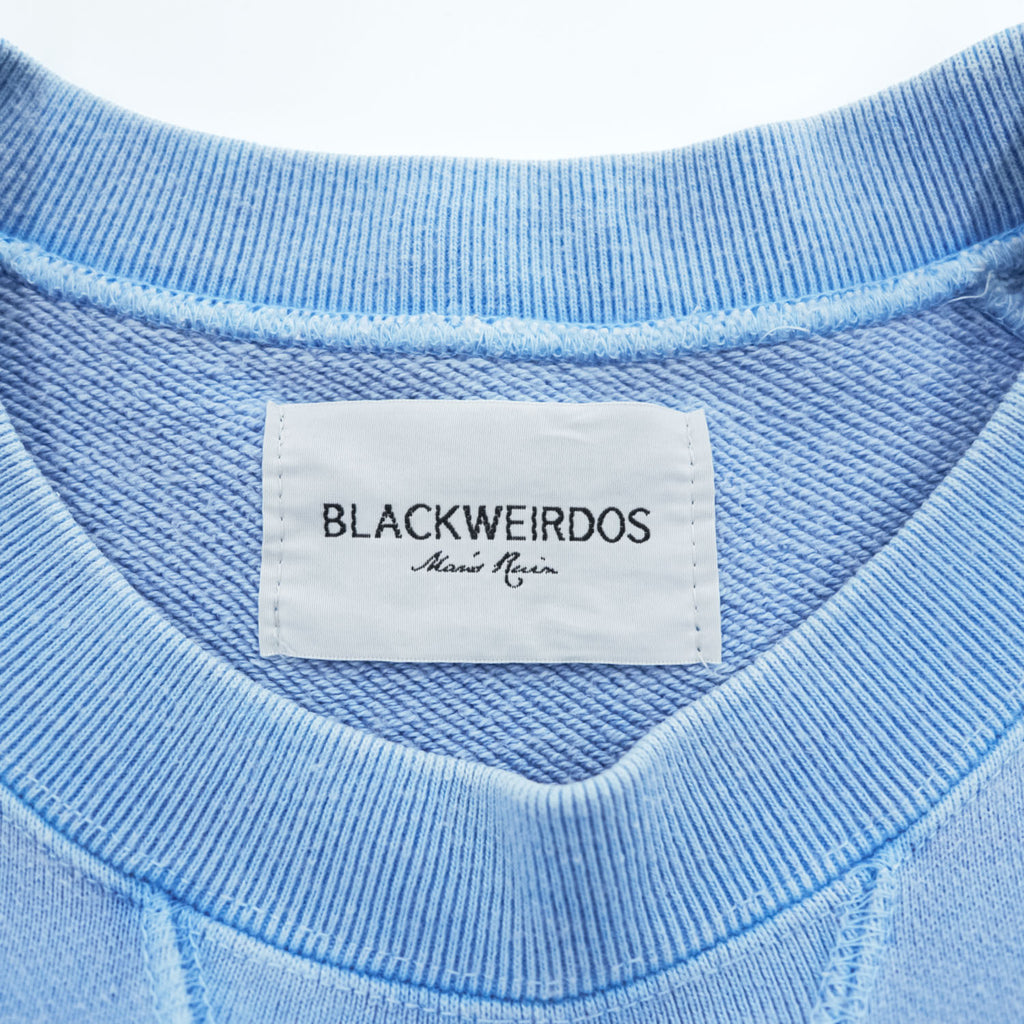 Black Weirdos Made in JAPAN Reverse Weave Sweatshirt, Size L, Blue, Double-Sided Print Front V-Neck, 24AW-SW03
