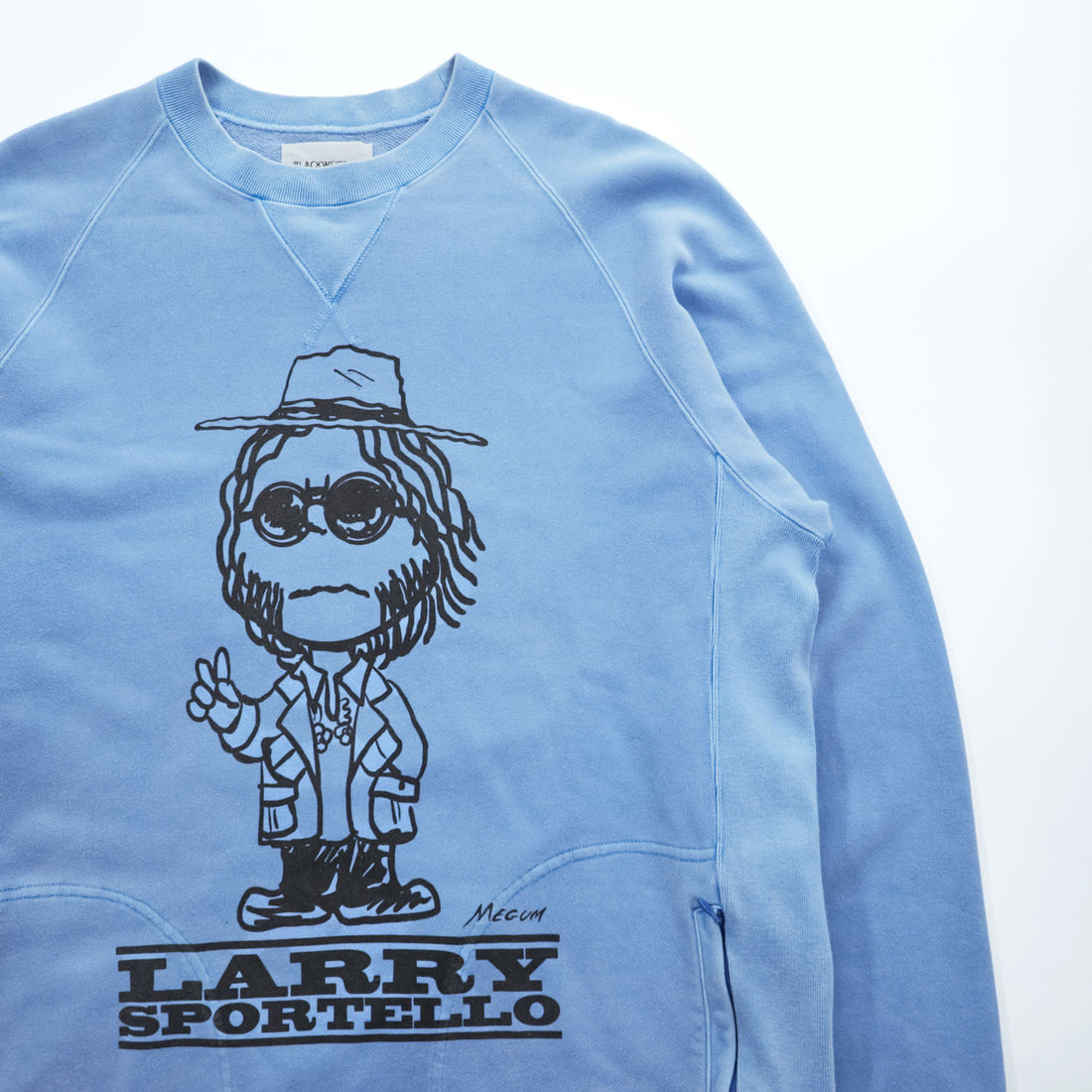 Black Weirdos Made in JAPAN Reverse Weave Sweatshirt, Size L, Blue, Double-Sided Print Front V-Neck, 24AW-SW03