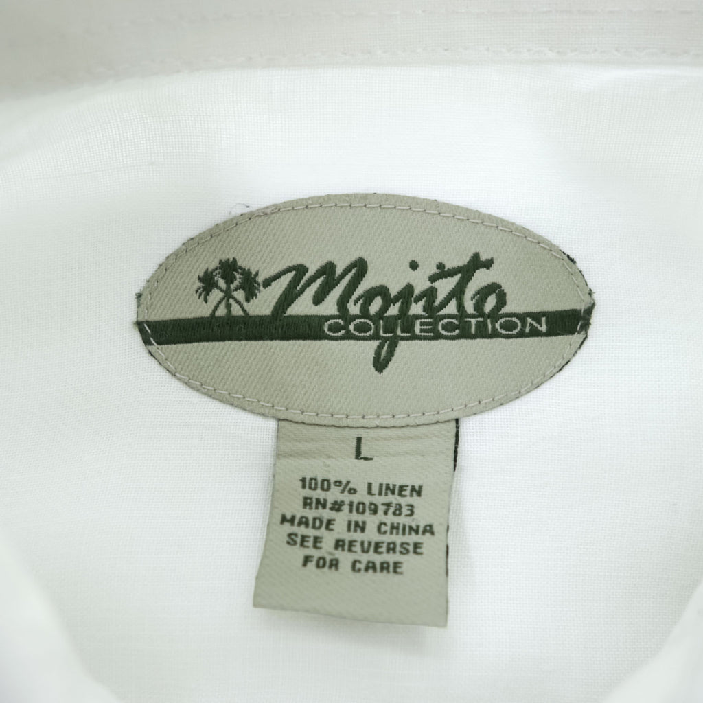 Mojito Collection 100% Linen White Short Sleeve Button Up Resort Shirt