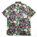 Vintage 90s Robert Stock 100% Silk Floral Botanical Hawaiian Shirt Men’s L Black Multicolor