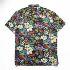 Vintage 90s Robert Stock 100% Silk Floral Botanical Hawaiian Shirt Men’s L Black Multicolor