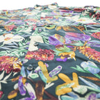 Vintage 90s Robert Stock 100% Silk Floral Botanical Hawaiian Shirt Men’s L Black Multicolor