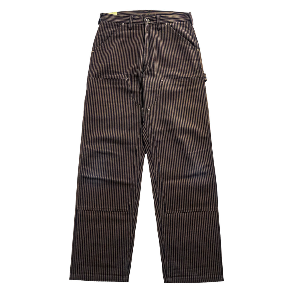 SEVEN BY SEVEN Japan Made Chino Pants S Navy, Brown Striped Painter Pants Double Knee 800-0140123