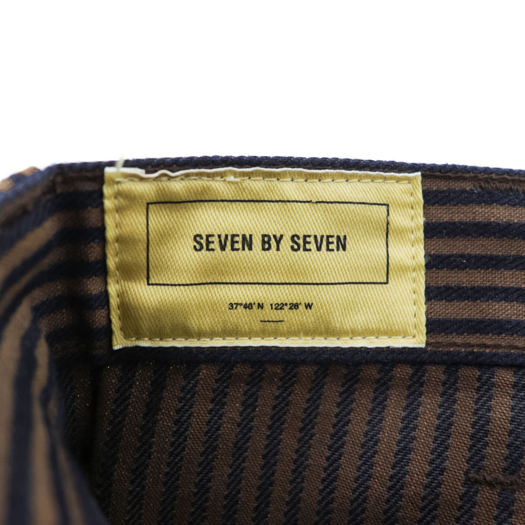 SEVEN BY SEVEN Japan Made Chino Pants S Navy, Brown Striped Painter Pants Double Knee 800-0140123