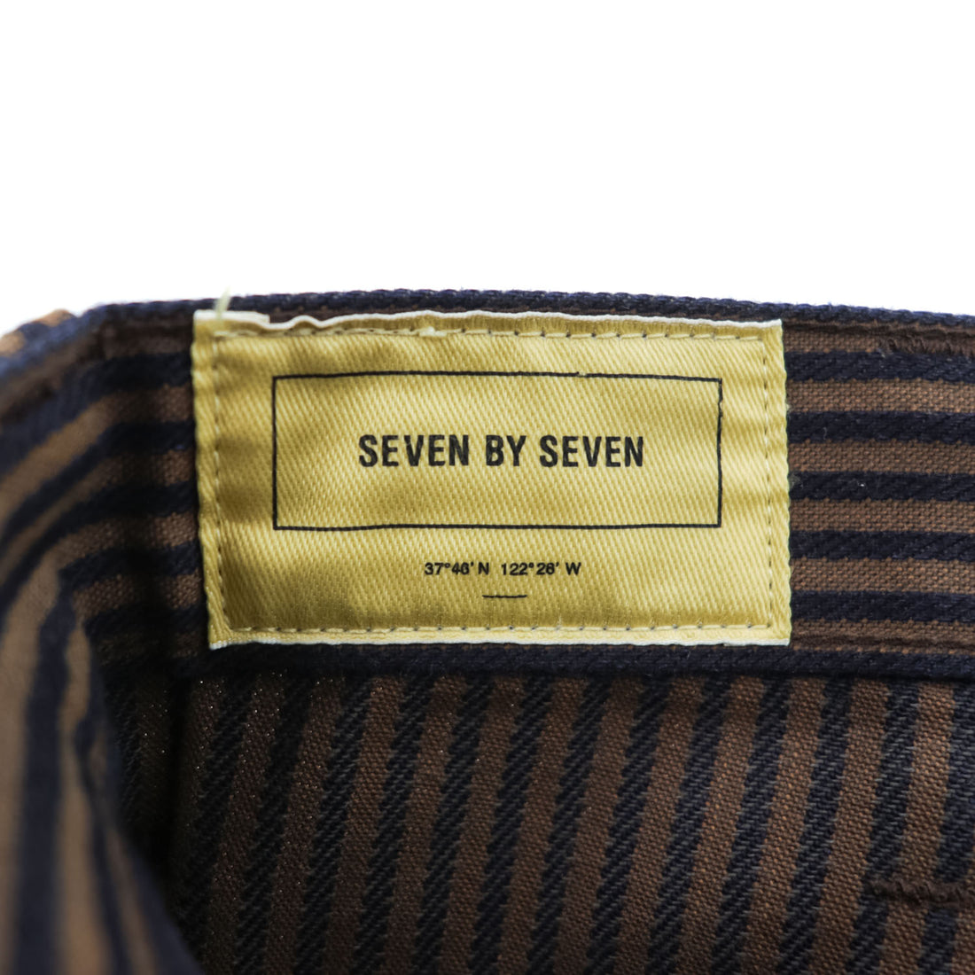 SEVEN BY SEVEN Japan Made Chino Pants S Navy, Brown Striped Painter Pants Double Knee 800-0140123