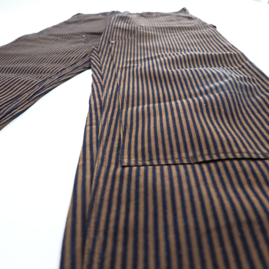 SEVEN BY SEVEN Japan Made Chino Pants S Navy, Brown Striped Painter Pants Double Knee 800-0140123