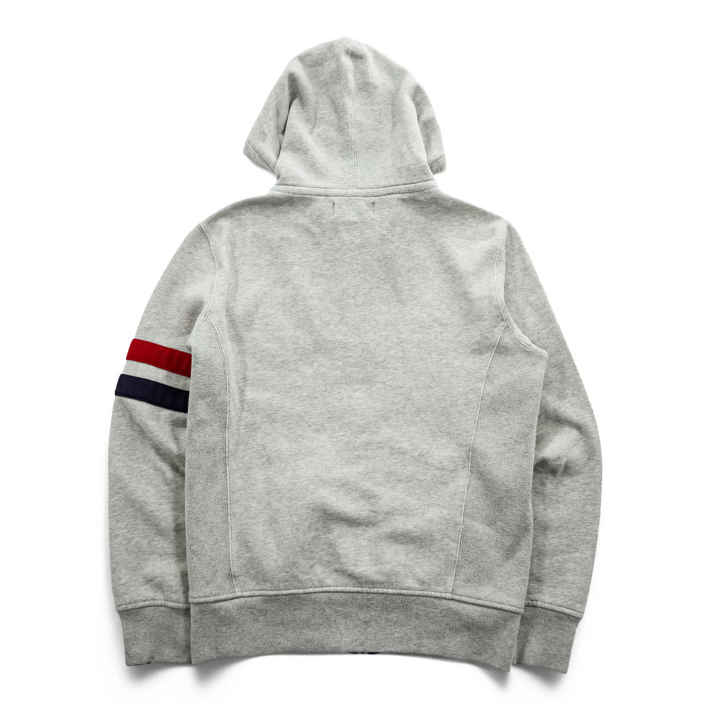 Polo by Ralph Lauren 90s Big Pony Full Zip Hoodie Gray Fleece Sweatshirt Arm Stripe Men’s M