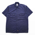Dickies 1574 Short Sleeve Work Shirt Navy Blue Poly Cotton Twill Men’s L Made in Honduras